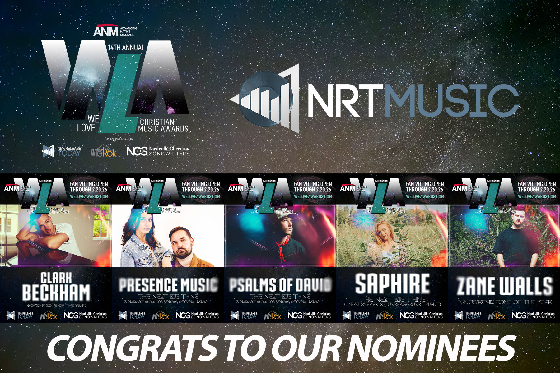 NRT Music Artists Earn We Love Christian Music Awards Nominations